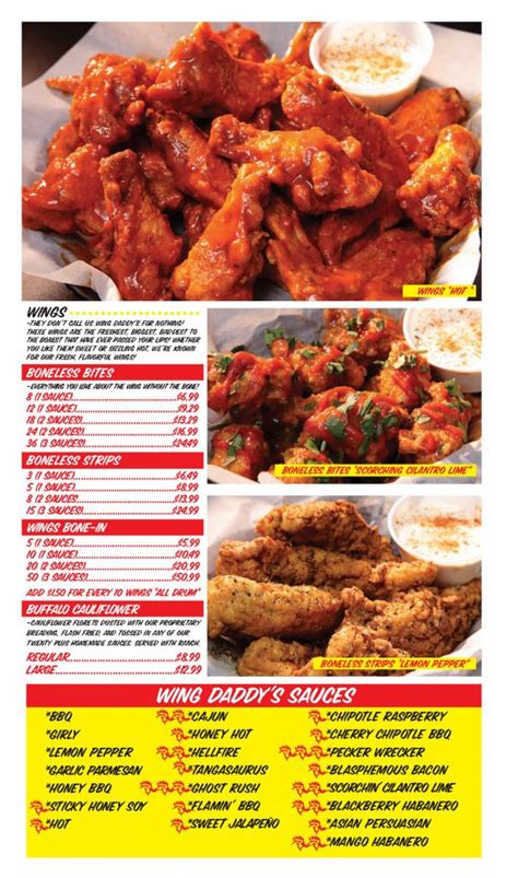 wing daddy's thursday special|wing daddy's menu specials.